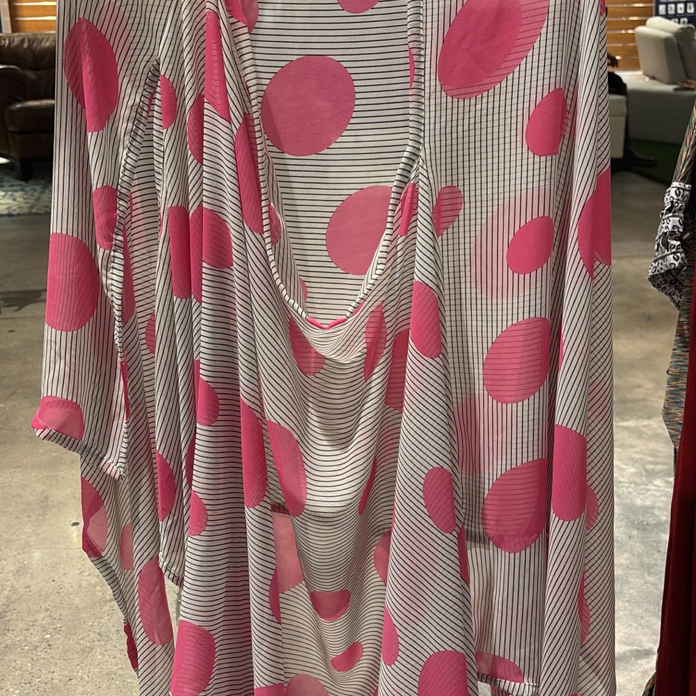 Pink Polka Dot Striped Top